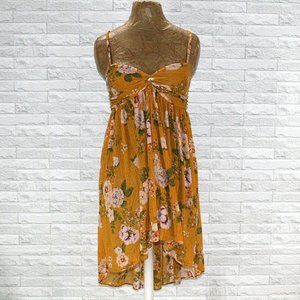 FREE PEOPLE Mirage Tunic Mustard Floral Boho Tube Top Shirt Large